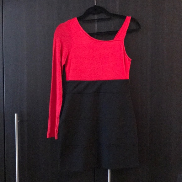 Akira Color Block Dress Red/Black - Picture 1 of 4